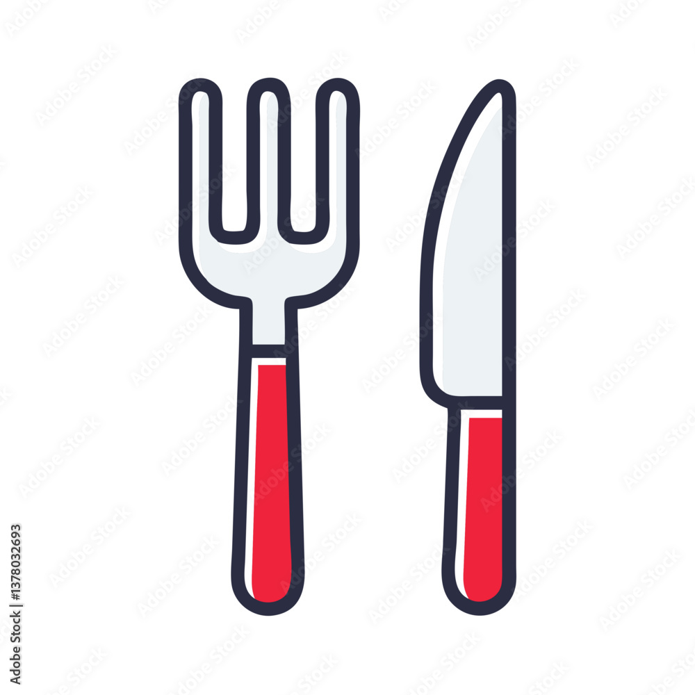 Icon of Fork and Knife on Transparent Background Icon of Fork and Knife on Transparent Background