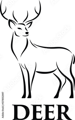 Elegant Deer Line Art Wildlife, Nature, Animal, Graphic, Design, Logo, Symbol, Icon, Vector
