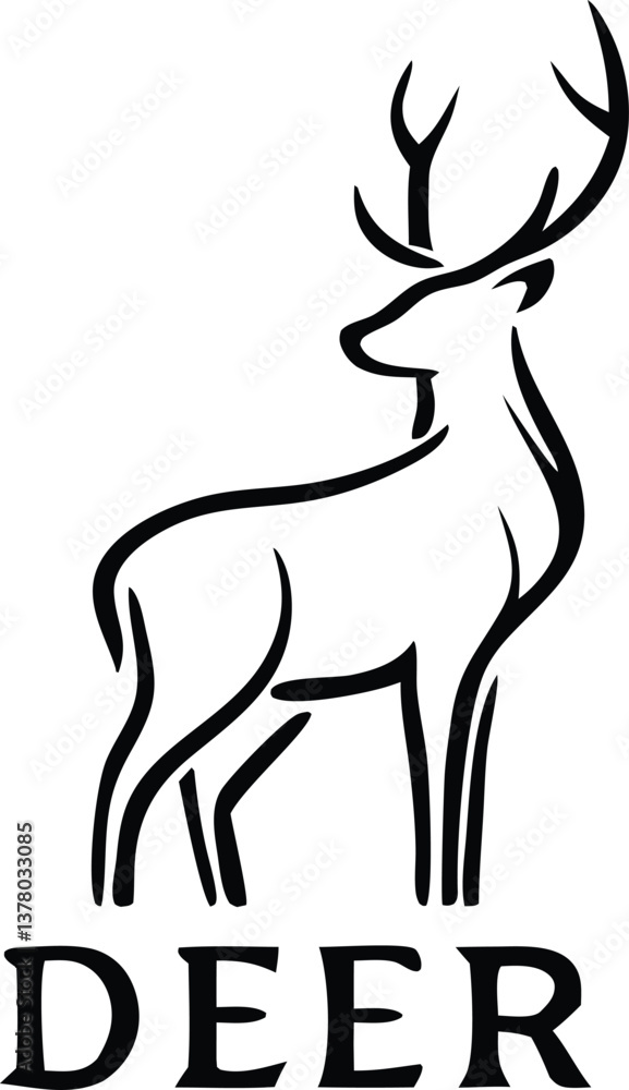 Fototapeta premium Elegant Deer Silhouette Nature, Wildlife, Logo, Animal, Design