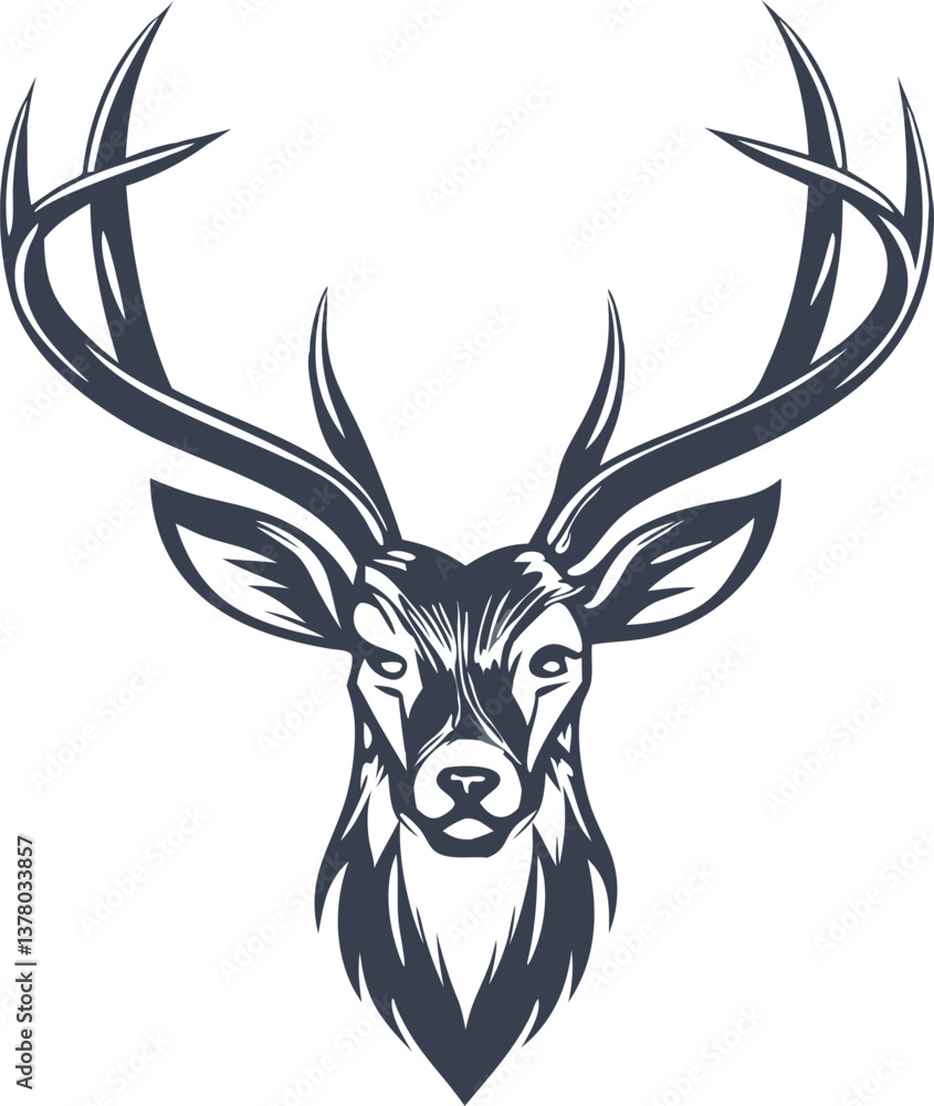 Fototapeta premium Majestic Deer Head Logo Antlers, Nature, Wildlife, Elegant Design