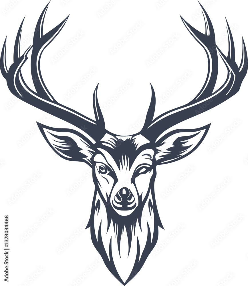 Naklejka premium Winking Deer Head Logo Design Antlered, Majestic, Nature