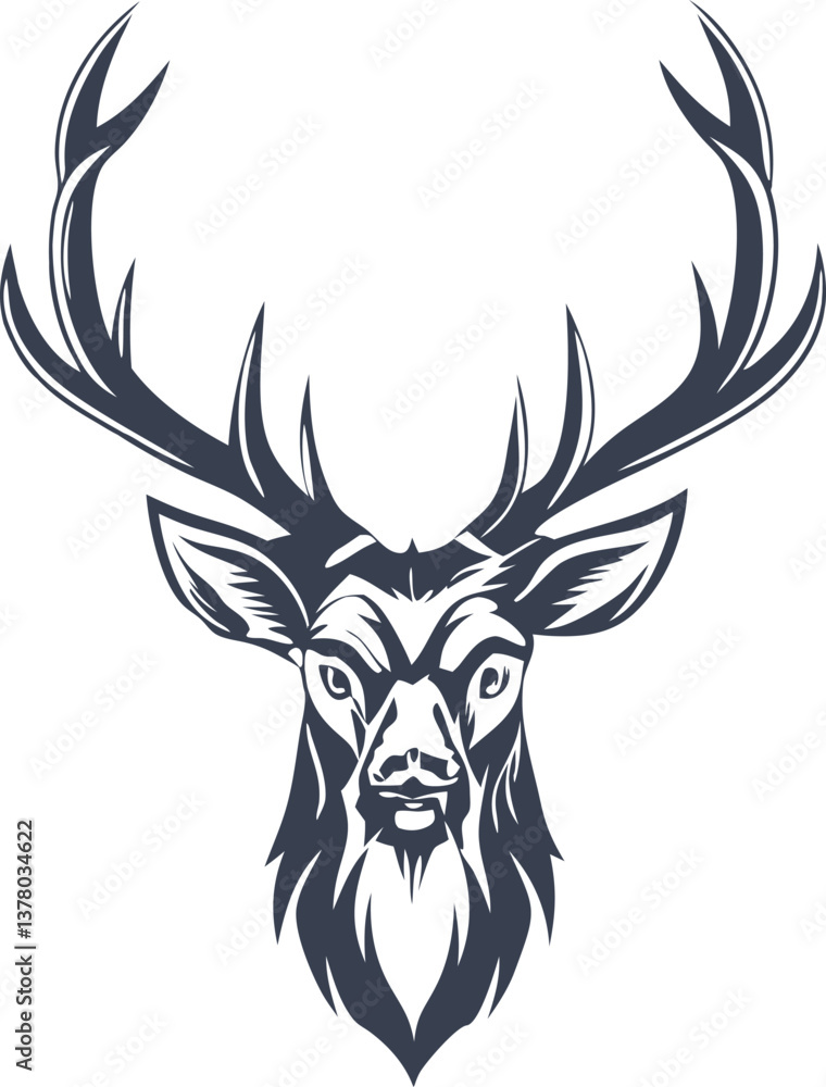 Naklejka premium Majestic Deer Head Logo Design, Elegant Antler Silhouette
