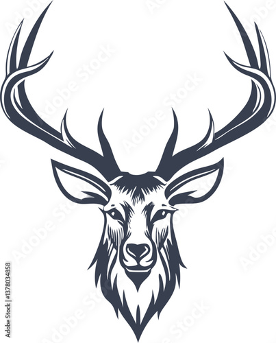 Majestic Stag Head Logo Antlers, Wildlife, Nature, Design, Emblem
