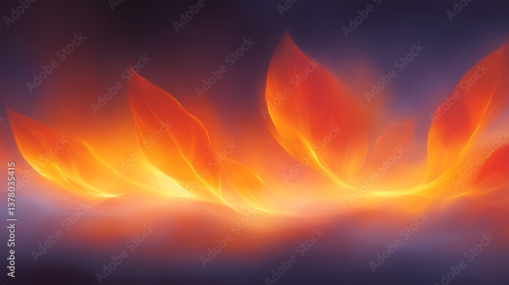 Fototapeta premium Abstract Orange Flames Leaf Design Artwork