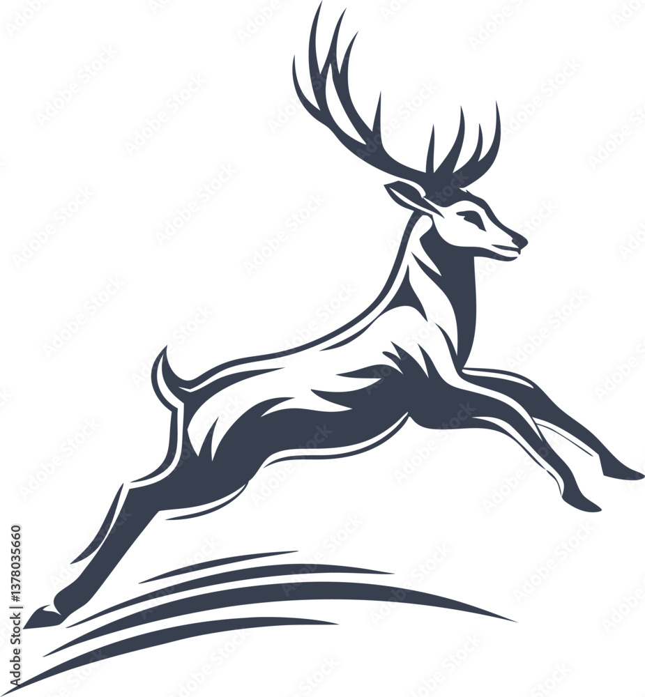 Obraz premium Majestic Leaping Deer Natures Graceful, Antlered Jump