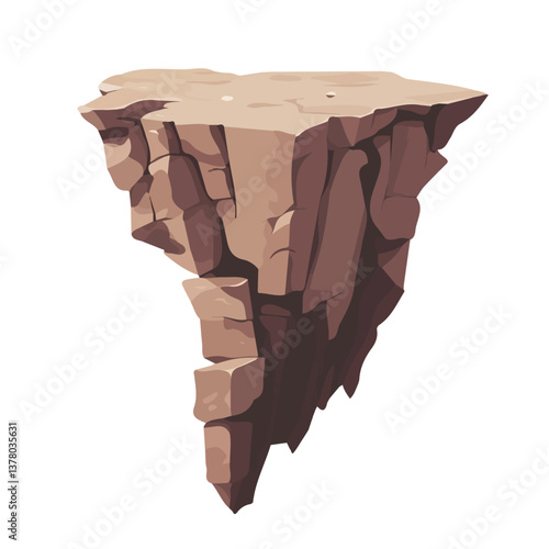 Crumbling Scarp, Flat vector, minimalist design, isolated on a white background.