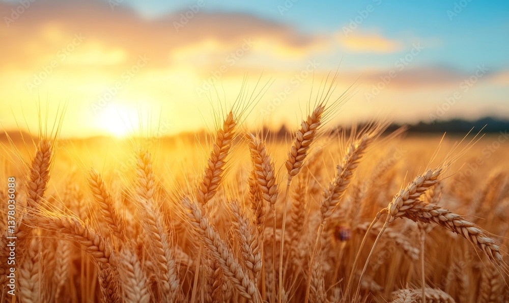 Close up of wheat ears on the field. Golden wheat, Generative AI Close up of wheat ears on the field. Golden wheat, Generative AI