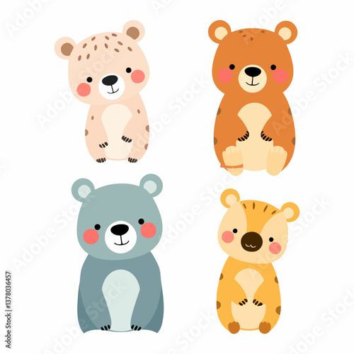 Wallpaper Mural Hand drawn cute bears. Animal cartoon portraits for kids and baby clothes, stationery, posters. Scandinavian style vector illustration Torontodigital.ca