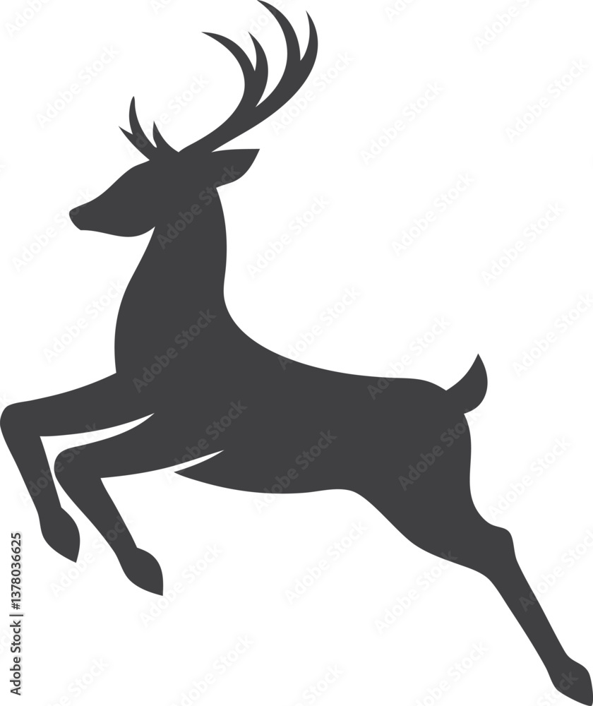 Obraz premium Majestic Leaping Deer Silhouette Elegant Antlered Fauna Logo Design
