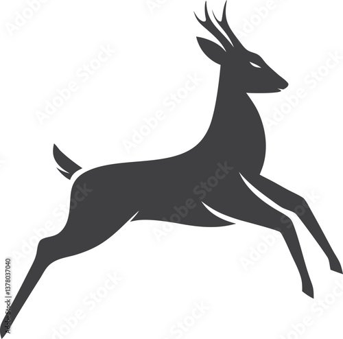 Elegant Leaping Deer Silhouette Wildlife, Nature, Logo, Vector, Design, Icon, Jump, Animal, Art