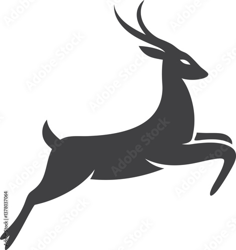Elegant Leaping Antelope Silhouette Wildlife Logo Design