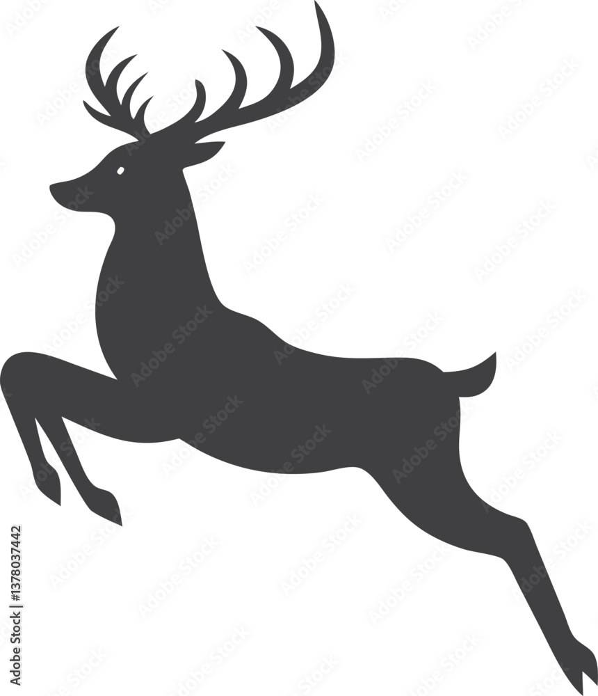 Obraz premium Majestic Leaping Deer Silhouette Elegant Antlered Animal Icon