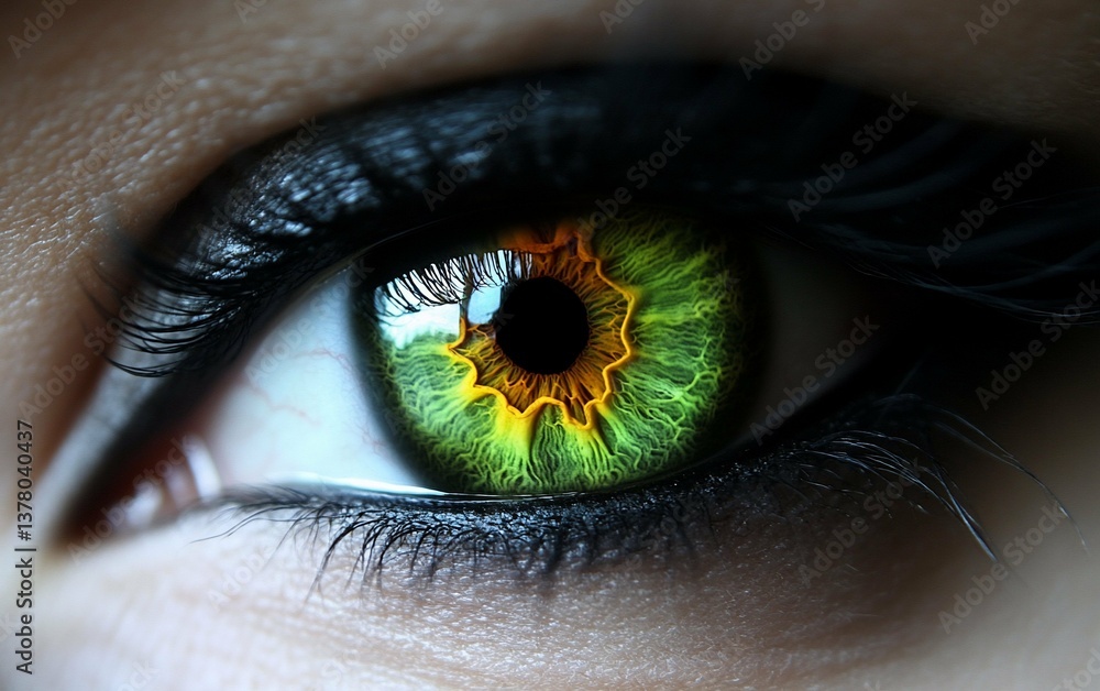 Fototapeta premium Vibrant Green Eye Macro Shot