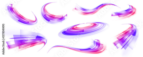 Vector bright speed wave wake vortex effect PNG. Expressway, car headlight effect on isolated white background. Vector high speed connection background.