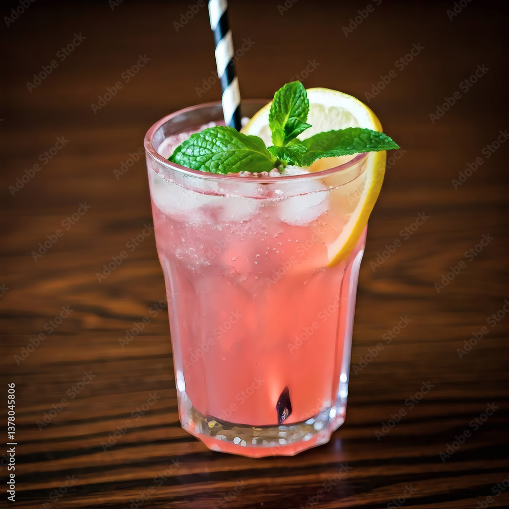 a refreshing pink lemonade with mint and ice a refreshing pink lemonade with mint and ice