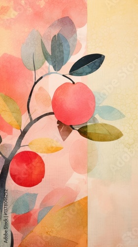 Obraz na płótnie Apple tree abstract painting plant. w salonie