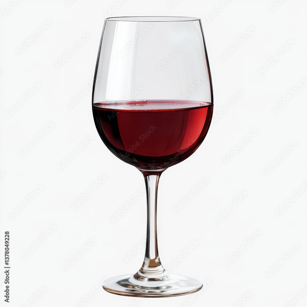 Full Glass of Deep Red Wine on White Background Full Glass of Deep Red Wine on White Background