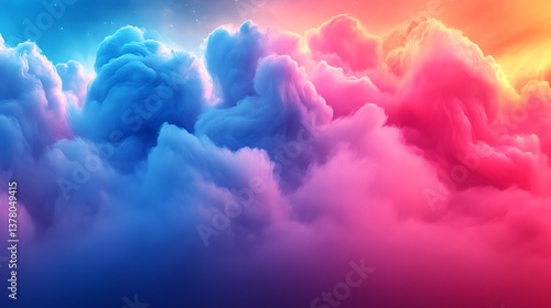 Wallpaper Mural Dreamlike Cloudscape in Vivid Hues of Blue and Pink Torontodigital.ca