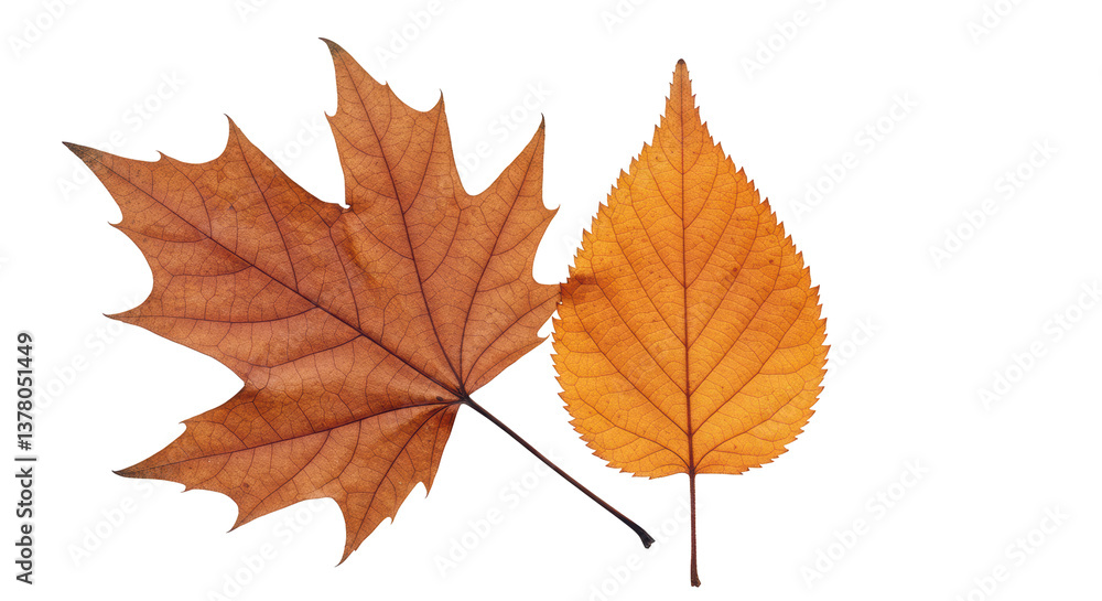 Isolated Two Autumn Leaves Isolated Two Autumn Leaves