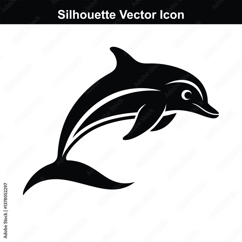 Naklejka premium Jumping dolphin vector illustration on a white background.