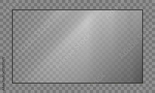 16:9 vector image of a mirror reflection, suitable for application on glass, plastic, or acrylic window surfaces. Offers a glossy, luminous appearance with bright highlights and transparency.	