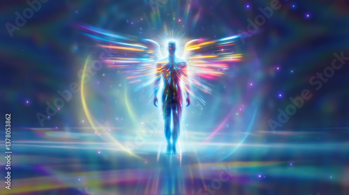 Generated art. An angel in a spiritual space