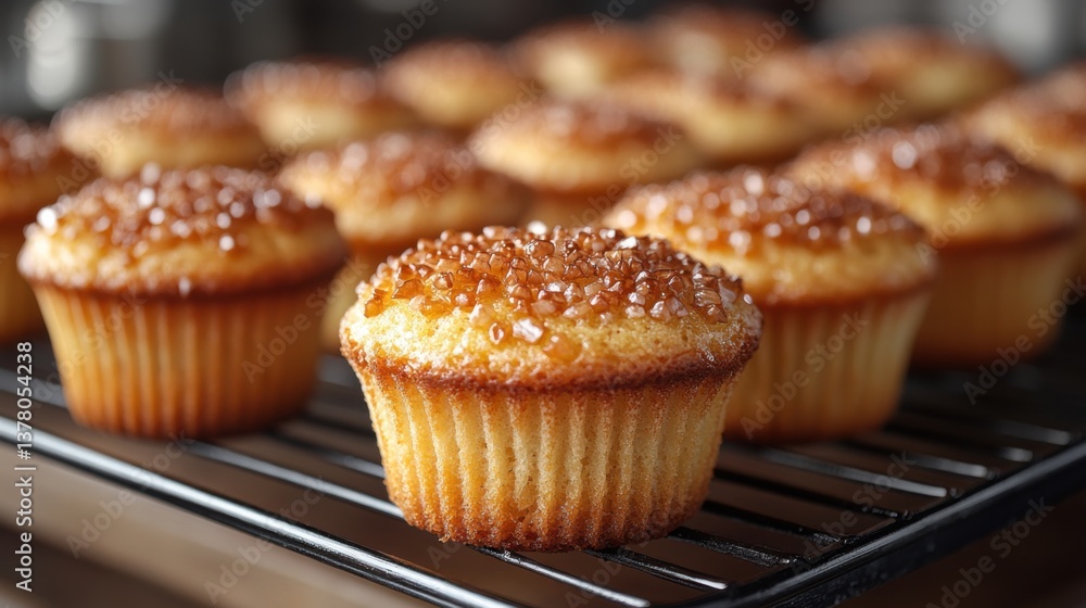 Freshly baked muffins arranged on a tray, perfect for serving as a delicious treat or snack. Freshly baked muffins arranged on a tray, perfect for serving as a delicious treat or snack.