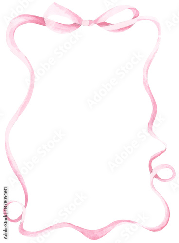 Watercolor bow frame collection featuring coquette style ribbons in blush tones, ideal for cute card designs, decorative borders, and digital crafts.
