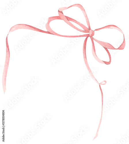 Watercolor bow frame collection featuring coquette style ribbons in blush tones, ideal for cute card designs, decorative borders, and digital crafts.