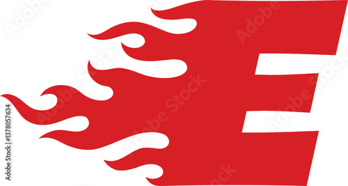 E Red Fire Flame Alphabet Letter