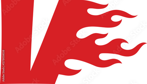 V Fire Flame Alphabet Letter