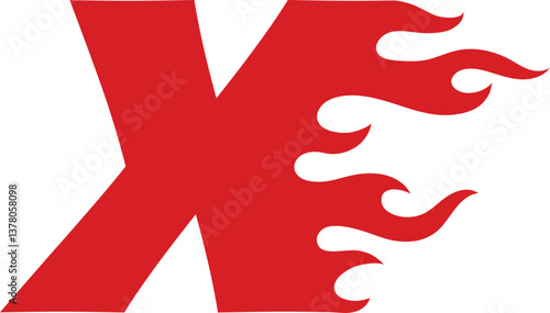 X Fire Flame Alphabet Letter