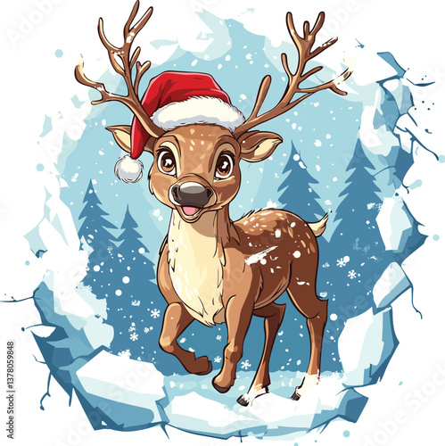 New Christmas animal cartoon on white background