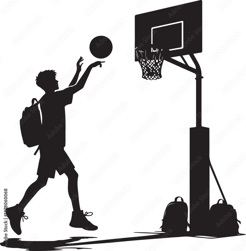 Fototapeta premium Student playing basketball illustration