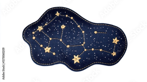 Celestial Constellation Eye Mask Navy Velvet with Gold Embroidery