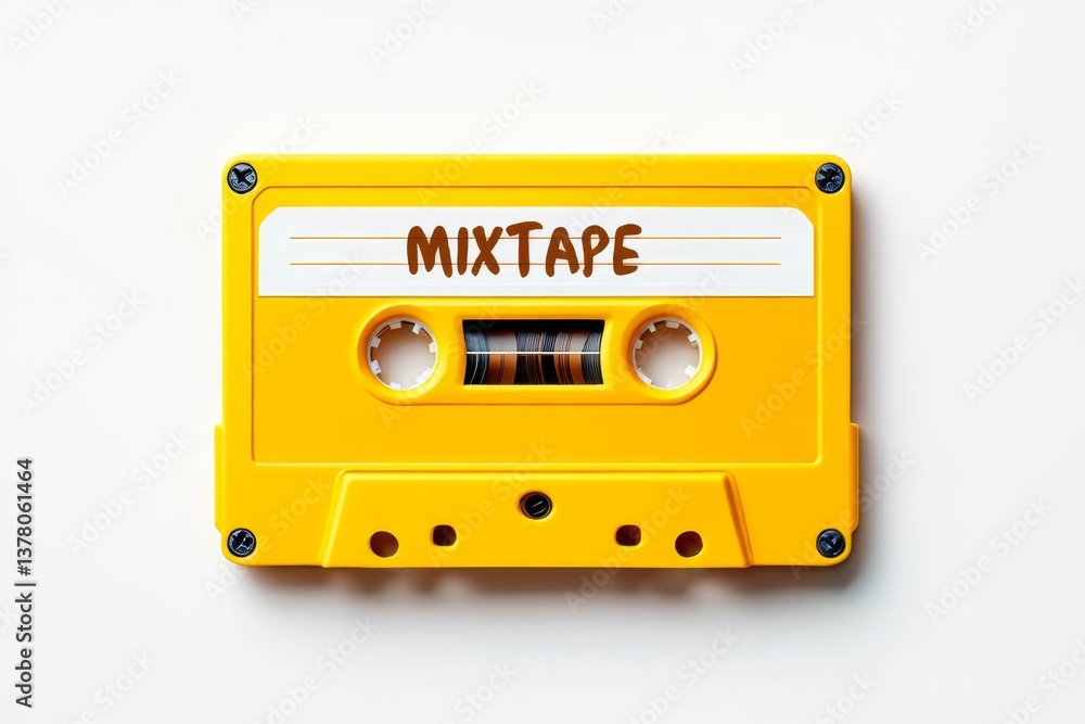 Fototapeta premium A retro vintage cassette tape with the handwritten text Mixtape.