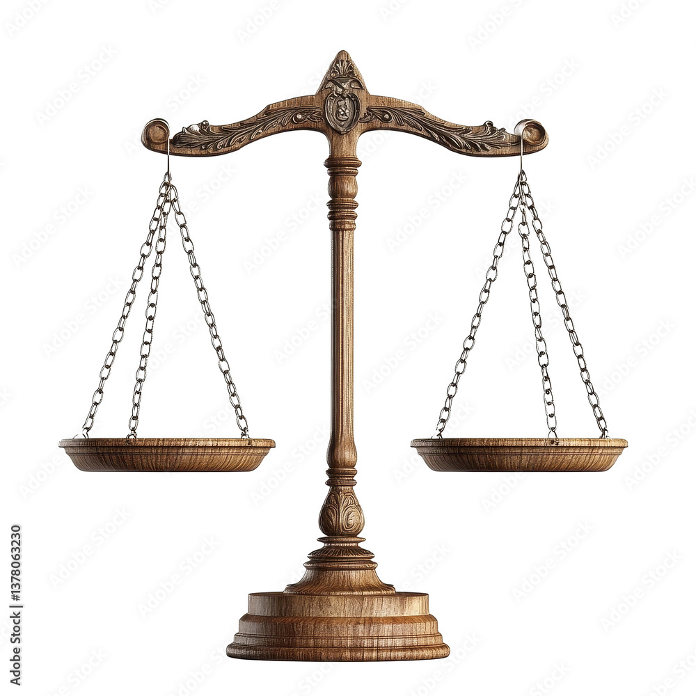 Symbolic representation of justice with a traditional judicial scale against a Transparent background, judicial scaleisolated PNG background Symbolic representation of justice with a traditional judicial scale against a Transparent background, judicial scaleisolated PNG background