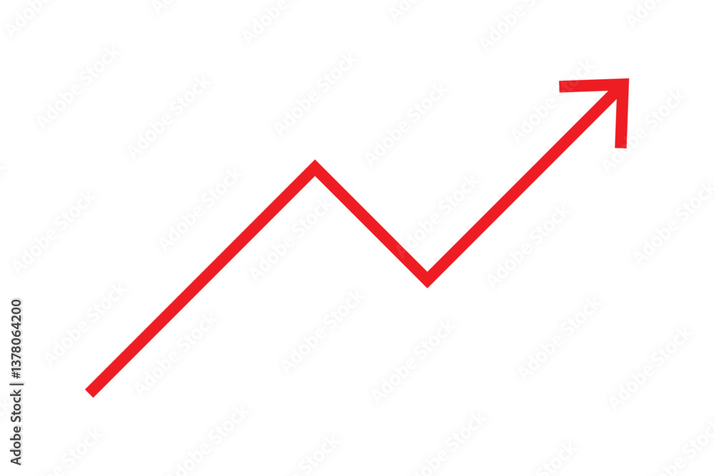 Graph going Up and Down sign with green and red arrows vector. Flat design vector illustration concept of sales bar chart symbol icon with arrow moving down and sales bar chart with arrow moving up Graph going Up and Down sign with green and red arrows vector. Flat design vector illustration concept of sales bar chart symbol icon with arrow moving down and sales bar chart with arrow moving up