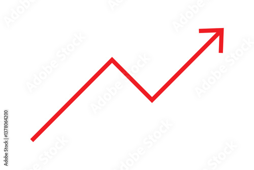 Graph going Up and Down sign with green and red arrows vector. Flat design vector illustration concept of sales bar chart symbol icon with arrow moving down and sales bar chart with arrow moving up