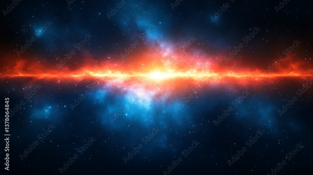 Fototapeta premium Cosmic Nebula Red And Blue Galactic Glow
