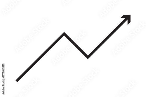 Graph going Up and Down sign with green and red arrows vector. Flat design vector illustration concept of sales bar chart symbol icon with arrow moving down and sales bar chart with arrow moving up