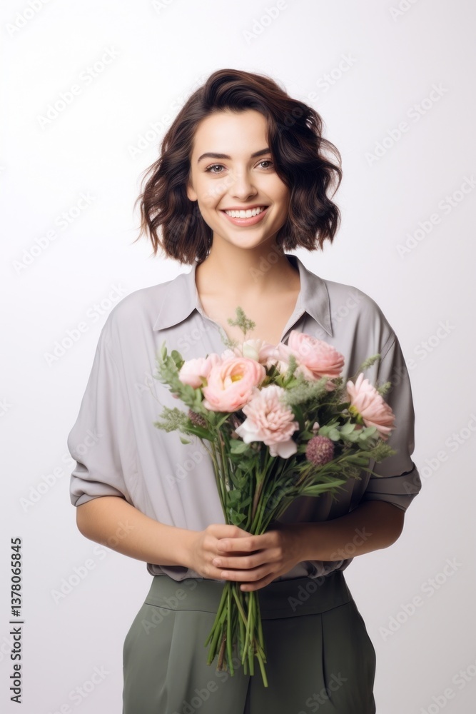 Portrait holding flower adult. Portrait holding flower adult.