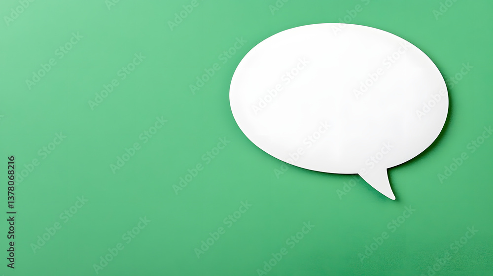 Photo of a white speech bubble on a green background, symbolizing communication, conversation, and dialogue in a simple, modern style.
Photo of a white speech bubble on a green background, symbolizing communication, conversation, and dialogue in a simple, modern style.