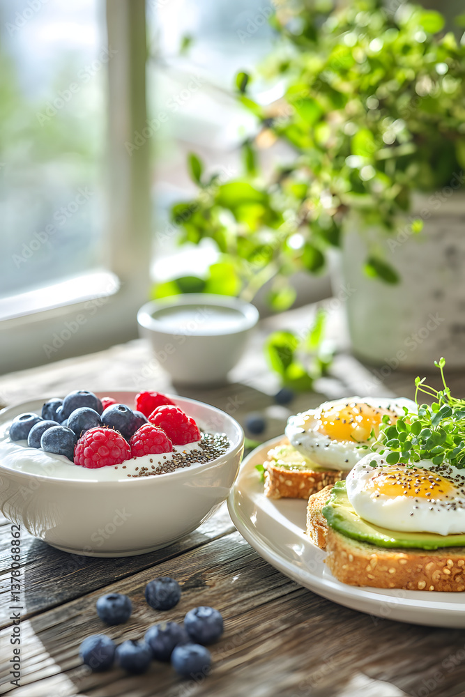 A radiant spread of nutrient-rich breakfast items, evoking warmth and vitality.