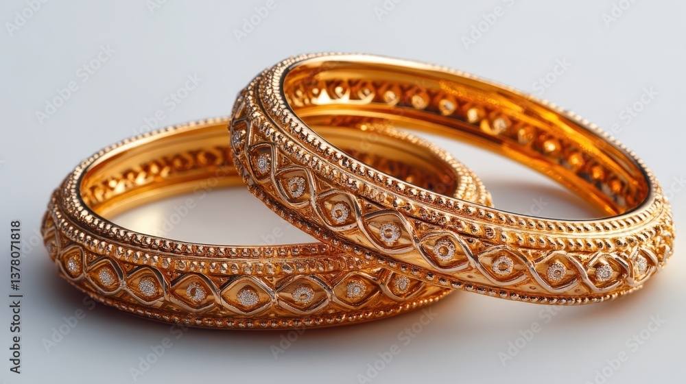Exquisite Gold Bangles with Intricate Design Close up Shot of Elegant Jewelry Exquisite Gold Bangles with Intricate Design Close up Shot of Elegant Jewelry