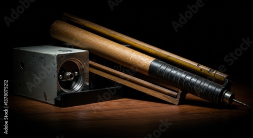 Wallpaper Mural Vintage photo of an old wooden camera and a pair of oars Torontodigital.ca