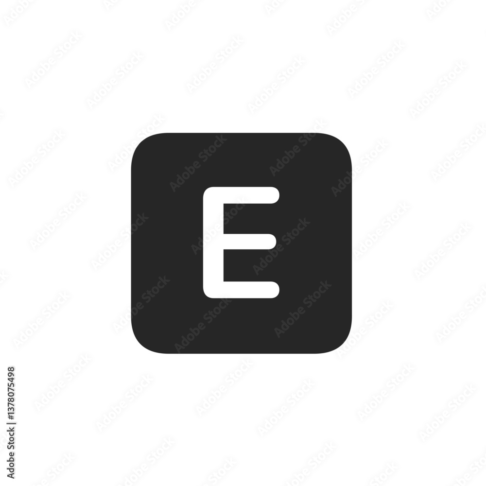 Filled Square E Icon Filled Square E Icon
