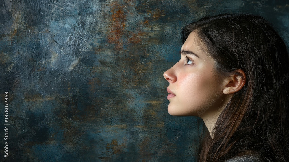 Fototapeta premium Young woman thoughtful profile
