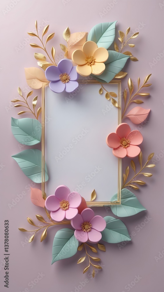Obraz premium A lively pastel floral wreath, ideal for celebrations and cheerful compositions.