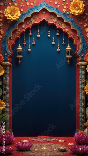 A grand festival-themed arch frame, perfect for vibrant and festive visuals.